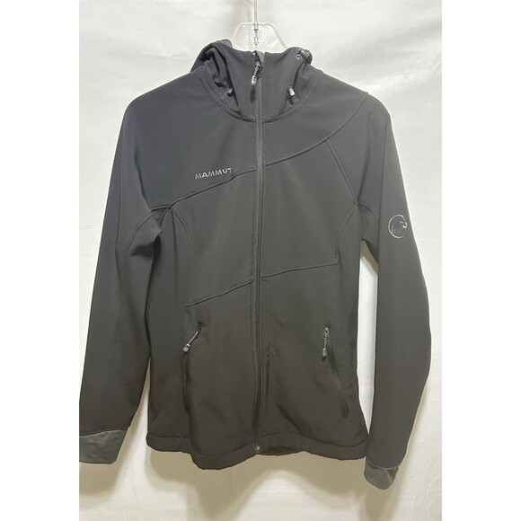 Mammut Softshell Water Repellent Hooded Black Jacket Women Small - Picture 1 of 11